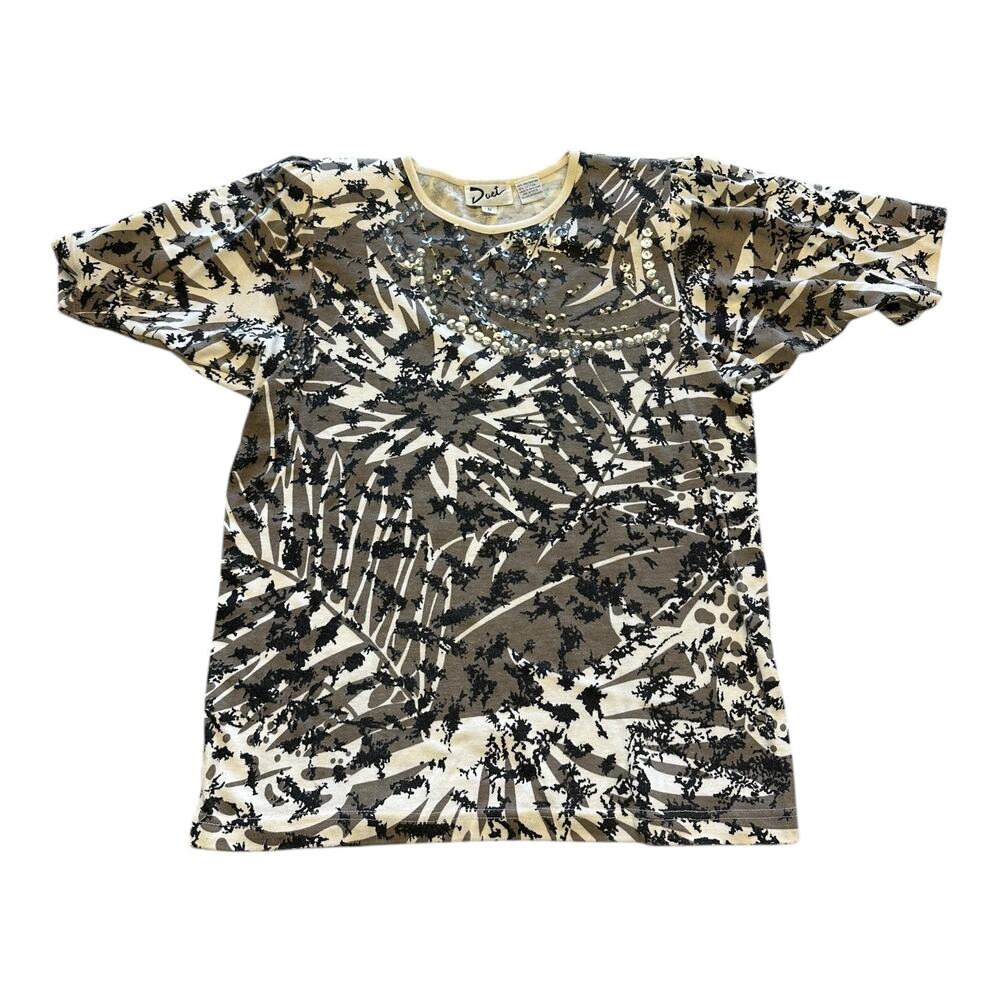 Vintage Top Womens Size Small Sequin Adorned Casual T-Shirt Retro Grandmacore